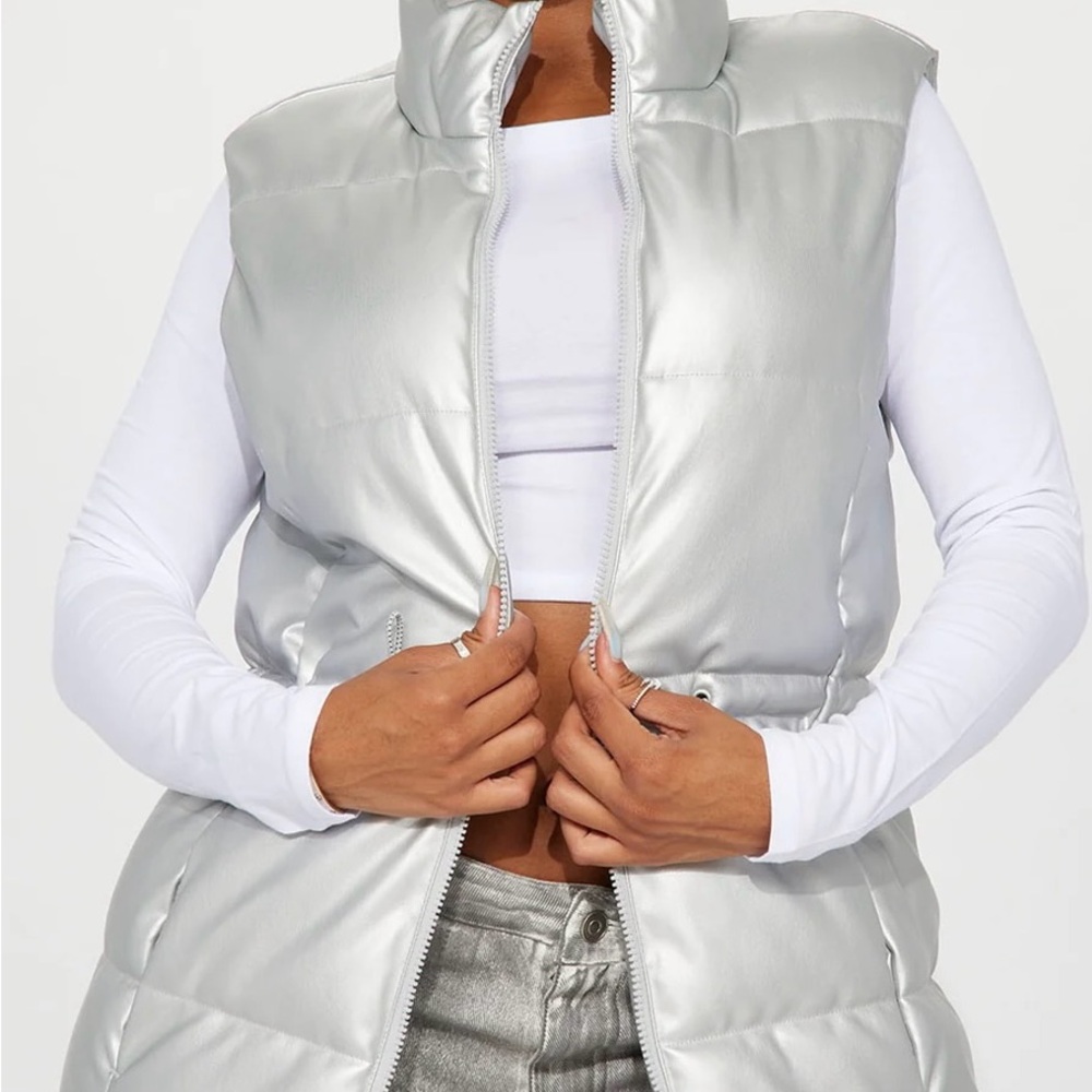 Fashion Nova Metallic Silver Vest